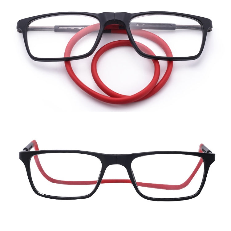 Anti Blue-ray Adjustable Neckband Magnetic Connecting Presbyopic Glasses, +1.50D(Black)