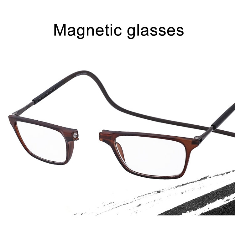 Anti Blue-ray Adjustable Neckband Magnetic Connecting Presbyopic Glasses, +1.50D(Black)