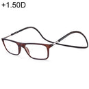 Anti Blue-ray Adjustable Neckband Magnetic Connecting Presbyopic Glasses, +1.50D(Brown)