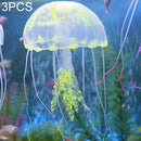 3 PCS Aquarium Articles Decoration Silicone Simulation Fluorescent Sucker Jellyfish, Size: 5*17cm(Yellow)