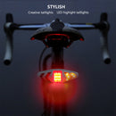 Bicycle Tail Light Intelligent Wireless Remote Control Turn Signal Warning Light(White)