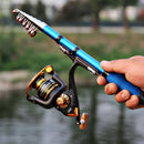 37cm Portable Telescopic Sea Fishing Rod Mini Fishing Pole, Extended Length : 2.3m, Blue Clip Reel Seat