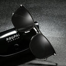 Men Fashion UV400 Square Frame Polarized Sunglasses (Gold & Black + Grey)