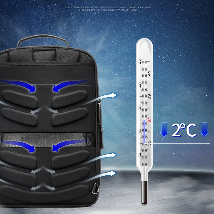 Bopai 751-006551 Large Capacity Business Casual Breathable Laptop Backpack with External USB Interface, Size: 30 x 12 x 44cm(Black)