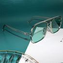 OF7209 HD Polarized UV Protection Two-color Pilot-style Square Frame Sunglasses(Mint Green)