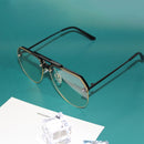 8865 HD Polarized UV Protection Color Pilot-style Frameless Sunglasses (Black Frame Transparent)