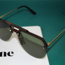 8865 HD Polarized UV Protection Color Pilot-style Frameless Sunglasses (Tortoise Frame Dark Green)