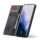 CaseMe-013 Multifunctional Retro Frosted Horizontal Flip Leather Case for OnePlus 7 Pro, with Card Slot & Holder & Zipper Wallet & Photo Frame(Black)