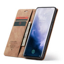 CaseMe-013 Multifunctional Retro Frosted Horizontal Flip Leather Case for OnePlus 7 Pro, with Card Slot & Holder & Zipper Wallet & Photo Frame(Brown)