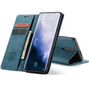 CaseMe-013 Multifunctional Retro Frosted Horizontal Flip Leather Case for OnePlus 7 Pro, with Card Slot & Holder & Zipper Wallet & Photo Frame(Blue)