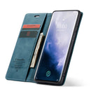 CaseMe-013 Multifunctional Retro Frosted Horizontal Flip Leather Case for OnePlus 7 Pro, with Card Slot & Holder & Zipper Wallet & Photo Frame(Blue)