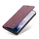 CaseMe-013 Multifunctional Retro Frosted Horizontal Flip Leather Case for OnePlus 7 Pro, with Card Slot & Holder & Zipper Wallet & Photo Frame(Wine Red)