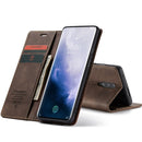 CaseMe-013 Multifunctional Retro Frosted Horizontal Flip Leather Case for OnePlus 7 Pro, with Card Slot & Holder & Zipper Wallet & Photo Frame(Coffee)