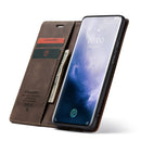 CaseMe-013 Multifunctional Retro Frosted Horizontal Flip Leather Case for OnePlus 7 Pro, with Card Slot & Holder & Zipper Wallet & Photo Frame(Coffee)