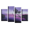 Hand Painting Oil Landscape Purple Lake Tree on Wall Art Decor Unframed