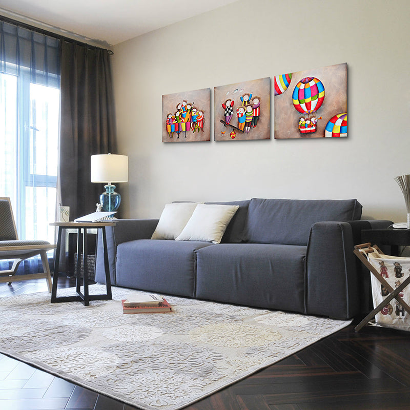 1 x Children's Drawings Printing Oil Painting Frameless Simple Atmosphere