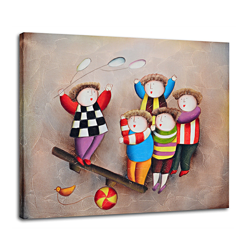 1 x Children's Drawings Printing Oil Painting Frameless Simple Atmosphere