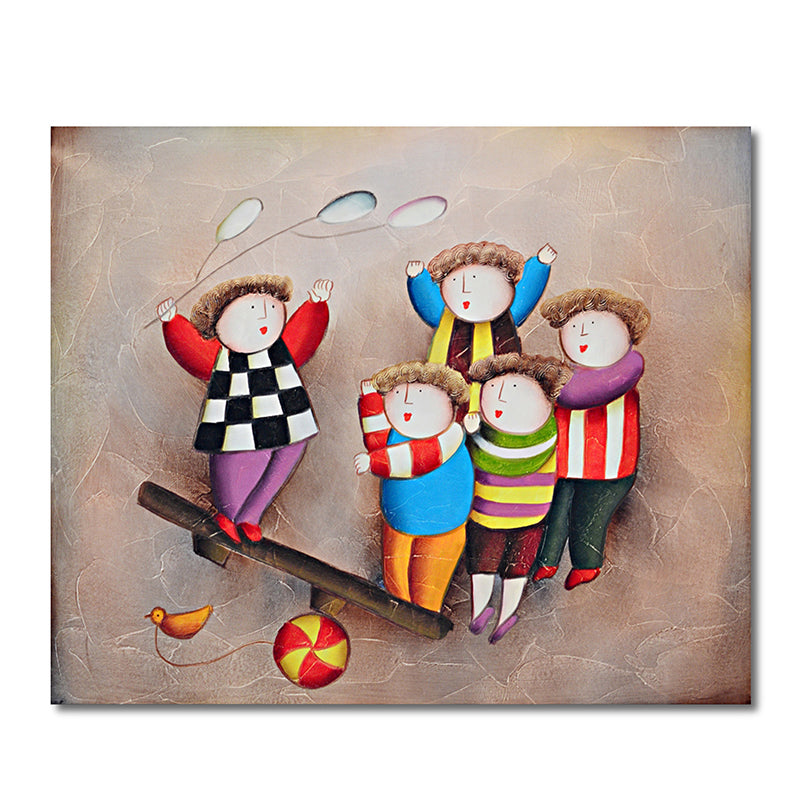 1 x Children's Drawings Printing Oil Painting Frameless Simple Atmosphere