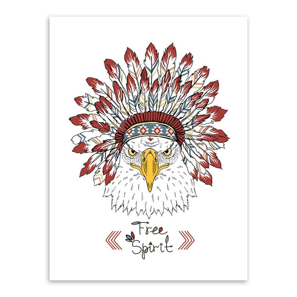 1 x Eagles With Feather Headdresses Printing Oil Painting Frameless Simple Atmo