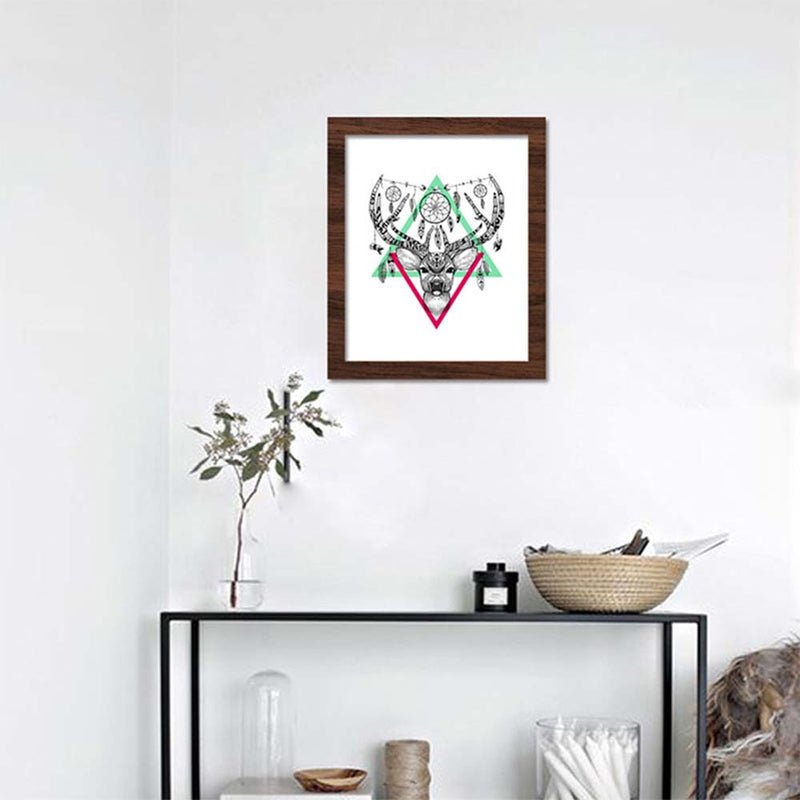 1 x Black and White Deer Head Printing Oil Painting Frameless Simple Atmosphere