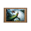 1 Pc Green and White Peacock Printing Oil Painting Frameless Simple Atmosphere