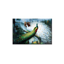 1 Pc Green and White Peacock Printing Oil Painting Frameless Simple Atmosphere