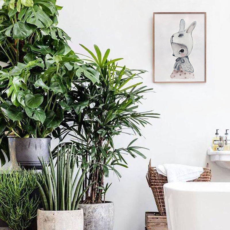 1 x Rabbit with Hat Cartoon Printing Oil Painting Frameless Home Decoration Hot