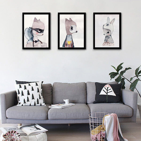 1 x Rabbit with Hat Cartoon Printing Oil Painting Frameless Home Decoration Hot