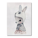 1 x Rabbit with Hat Cartoon Printing Oil Painting Frameless Home Decoration Hot