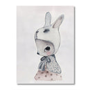 Rabbit with Hat Cartoon Printing Oil Painting Frameless Home Decoration