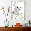 1x Scandinavian Rabbits and Flowers Printing Oil Painting Home Decration Hot
