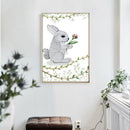 1x Scandinavian Rabbits and Flowers Printing Oil Painting Home Decration Hot