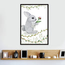 1x Scandinavian Rabbits and Flowers Printing Oil Painting Home Decration Hot