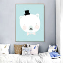1 piece white bears cartoon printing oil painting frameless Simple Atmosphere