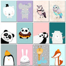 1 pair of white bears cartoon printing oil painting frameless