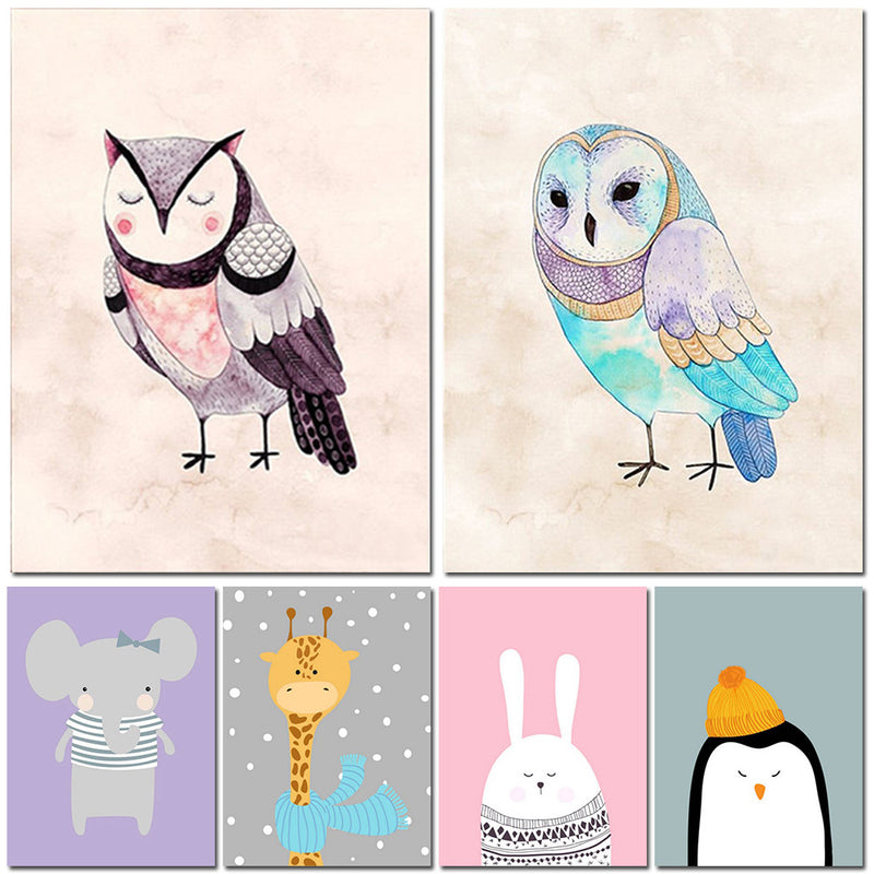 1 piece white bears cartoon printing oil painting frameless Simple Atmosphere