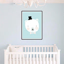 1 pair of white bears cartoon printing oil painting frameless