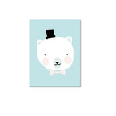 1 pair of white bears cartoon printing oil painting frameless