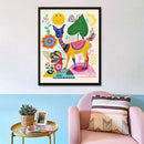 1Pc Colorful Grass Mud Horse Printing Oil Painting Frameless Simple Atmosphere