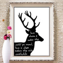 1 x Black Deer and White English Letters Printing Oil Painting Home Decration