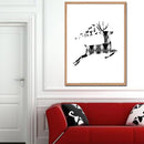 1 Pc Black and White Deer printing oil painting frameless Simple Atmosphere