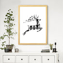 1 Pc Black and White Deer printing oil painting frameless Simple Atmosphere