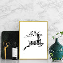 1 Pc Black and White Deer printing oil painting frameless Simple Atmosphere