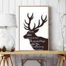1x brown deer white English letters printing oil painting frameless Simple Atmo