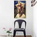 1 Pcs One Horse, Two People printing oil painting frameless Fashion