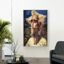 1x One Horse, Two People Printing Oil Painting Home Decration Hot