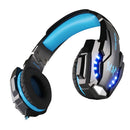 KOTION EACH G9000 3.5mm Game Gaming Headphone Headset Earphone Headband with Microphone LED Light for Laptop / Tablet / Mobile Phones,Cable Length: About 2.2m(Black Blue)