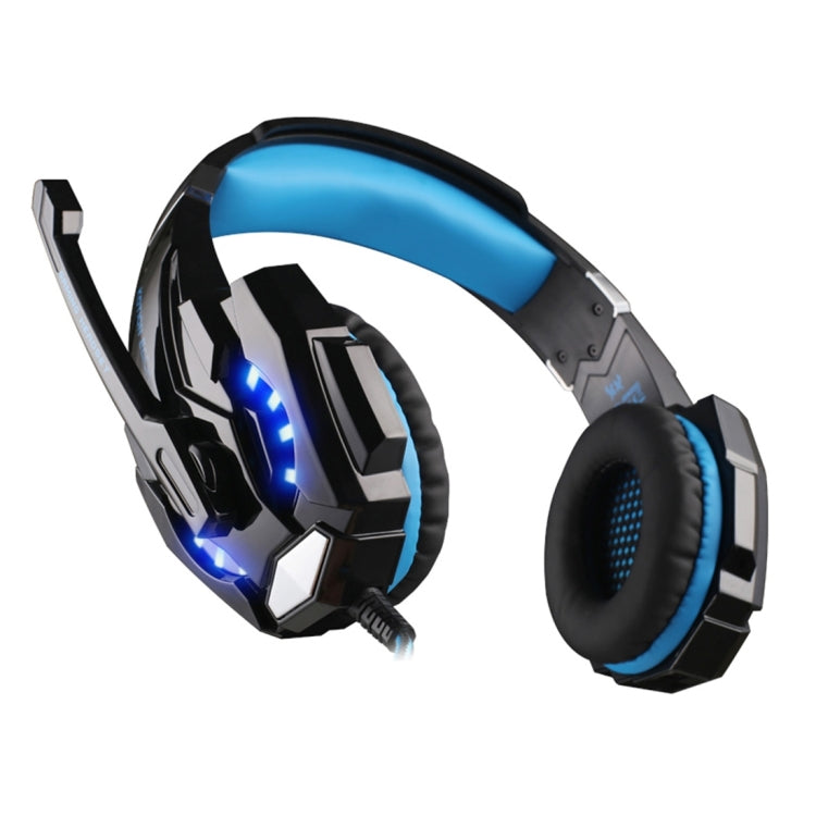 KOTION EACH G9000 3.5mm Game Gaming Headphone Headset Earphone Headband with Microphone LED Light for Laptop / Tablet / Mobile Phones,Cable Length: About 2.2m(Black Blue)