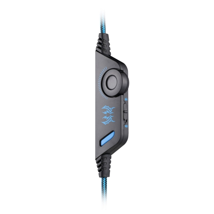 KOTION EACH G9000 3.5mm Game Gaming Headphone Headset Earphone Headband with Microphone LED Light for Laptop / Tablet / Mobile Phones,Cable Length: About 2.2m(Black Blue)