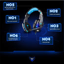 KOTION EACH G9000 3.5mm Game Gaming Headphone Headset Earphone Headband with Microphone LED Light for Laptop / Tablet / Mobile Phones,Cable Length: About 2.2m(Black Blue)